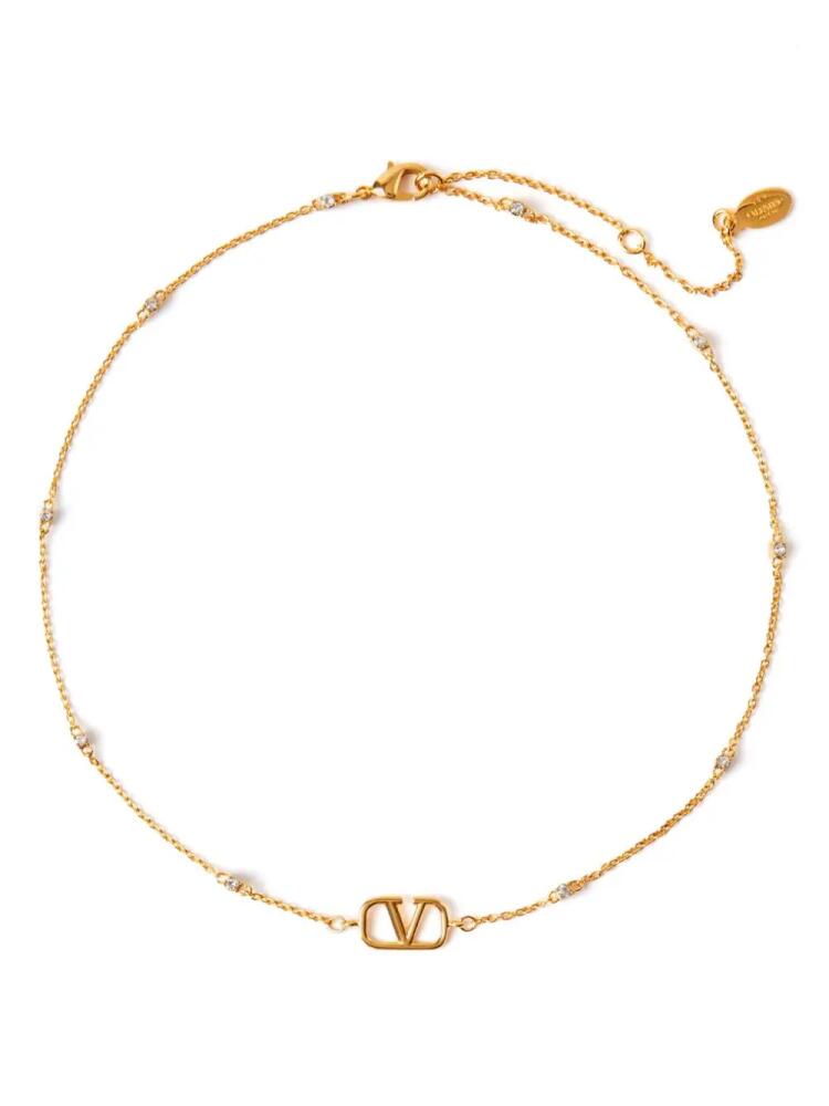 Valentino Garavani VLogo Signature crystal-embellished necklace - Gold Cover