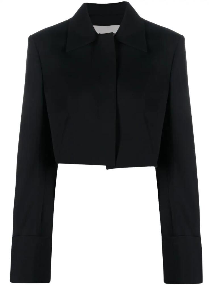 Low Classic cropped concealed-front jacket - Blue Cover