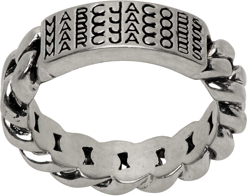 Marc Jacobs Silver 'The Barcode Monogram Chain' Ring Cover