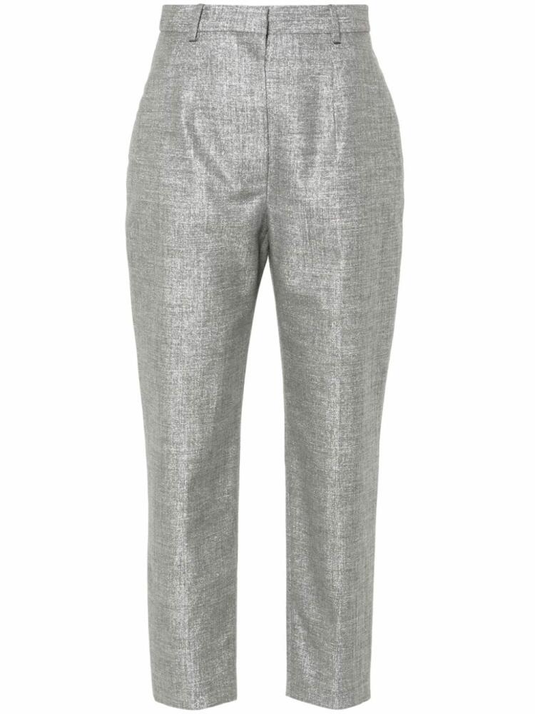 Alexander McQueen metallic-finish trousers - Silver Cover