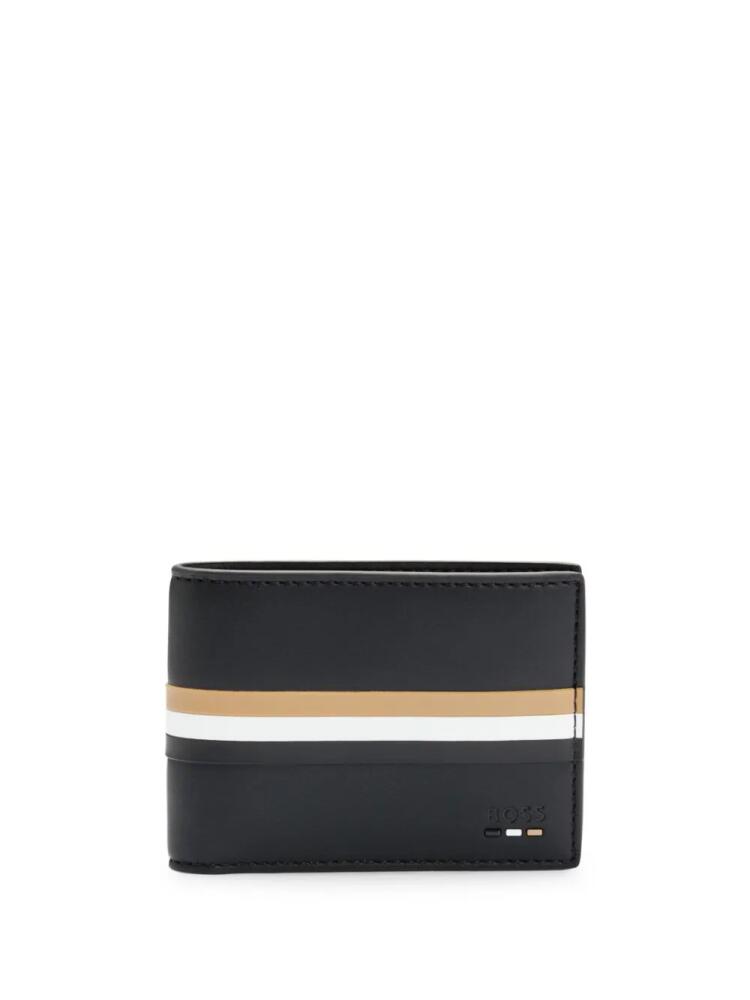 BOSS striped leather wallet - Black Cover