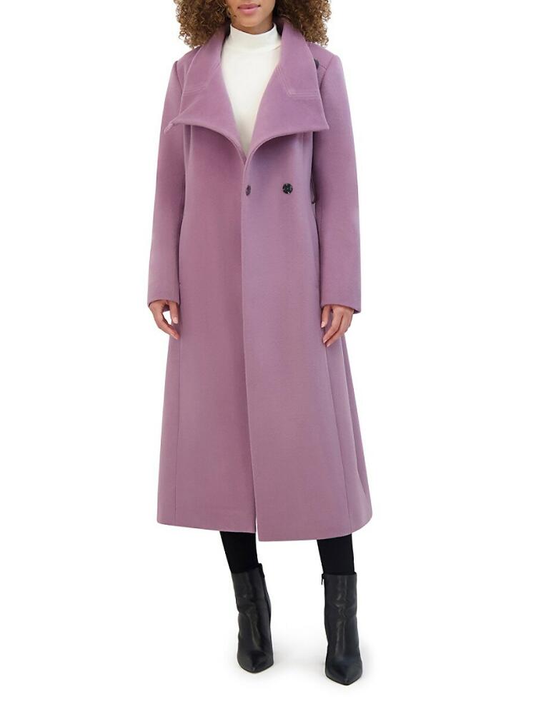 Kenneth Cole Women's Belted Wool Blend Wrap Coat - Mauve Cover