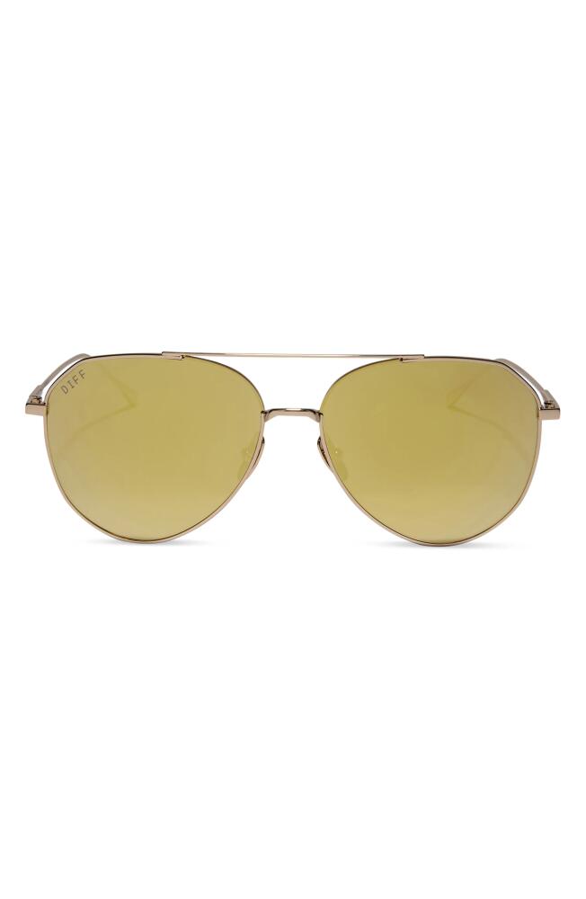 DIFF Dash 69mm Oversize Polarized Mirrored Aviator Sunglasses in Brilliant Gold Mirror Cover