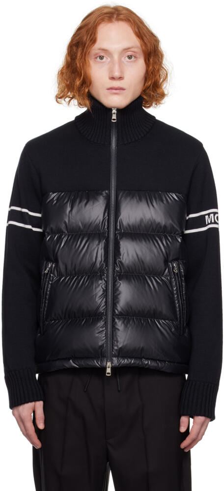 Moncler Navy Paneled Down Cardigan Cover