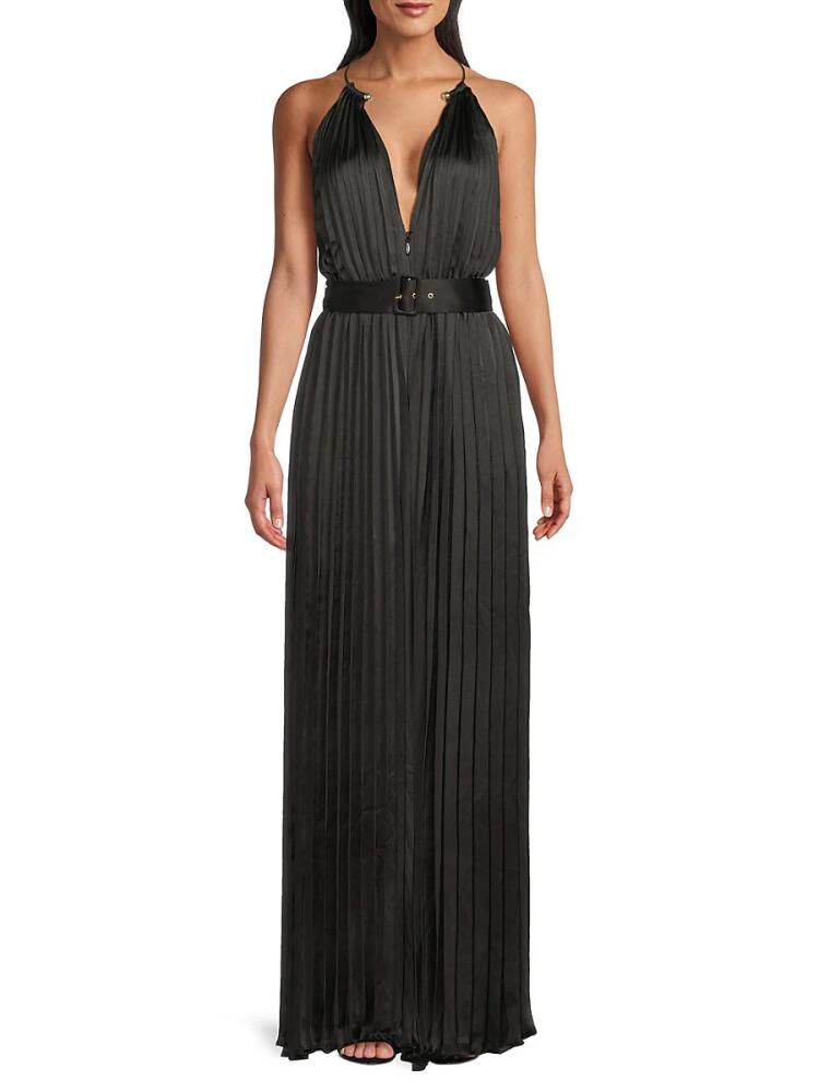 BCBGMAXAZRIA Women's Pleated Wide Leg Jumpsuit - Noir Cover