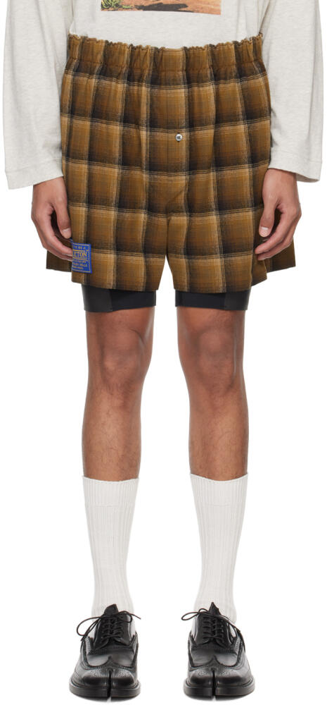 Maison Margiela Brown Check Shorts Cover