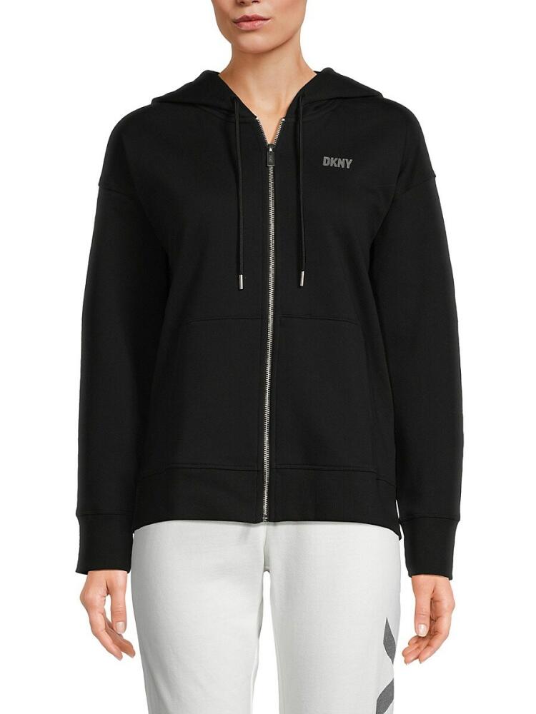 DKNY Sport Women's Logo Hoodie - Black Silver Cover