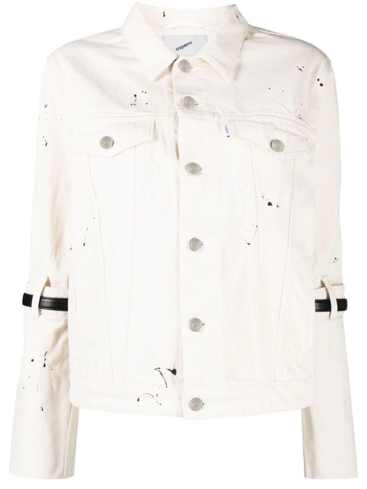 Coperni buckle strap-embellished denim jacket - White Cover