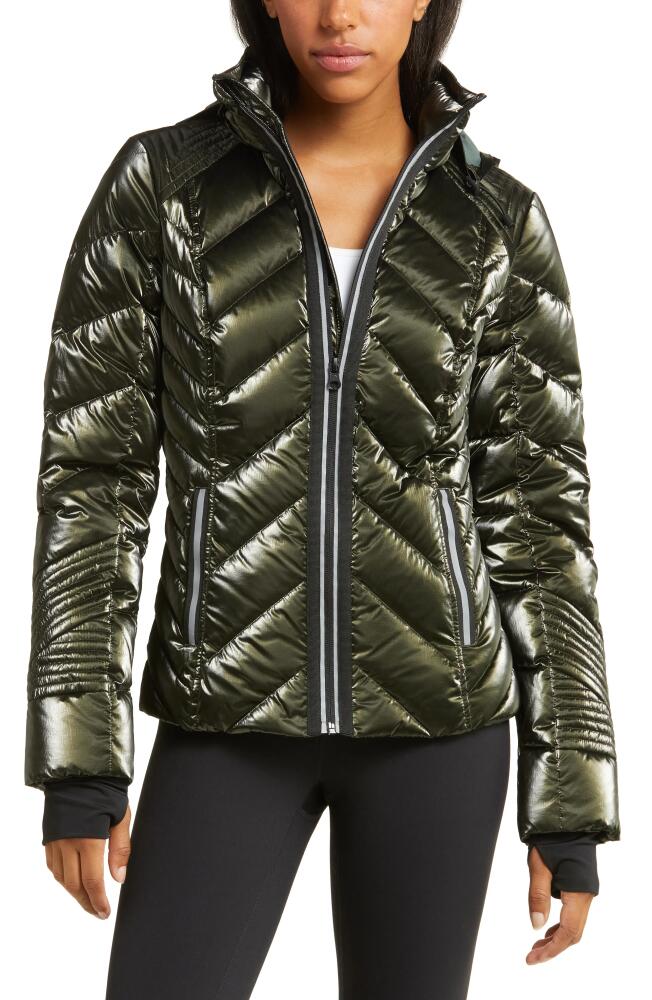 Blanc Noir Superhero Metallic Down Puffer Jacket in Dark Forest Cover