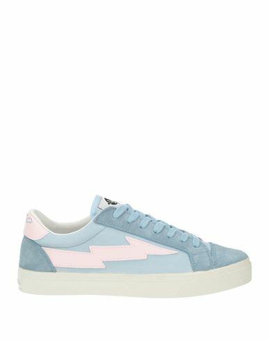 Sanyako Woman Sneakers Pastel blue Leather, Textile fibers Cover