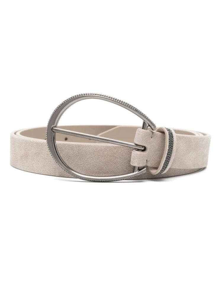 Brunello Cucinelli Monili-detail suede belt - Neutrals Cover