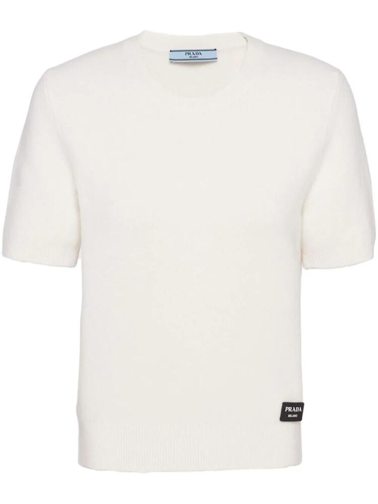 Prada logo-appliqué cashmere jumper - White Cover