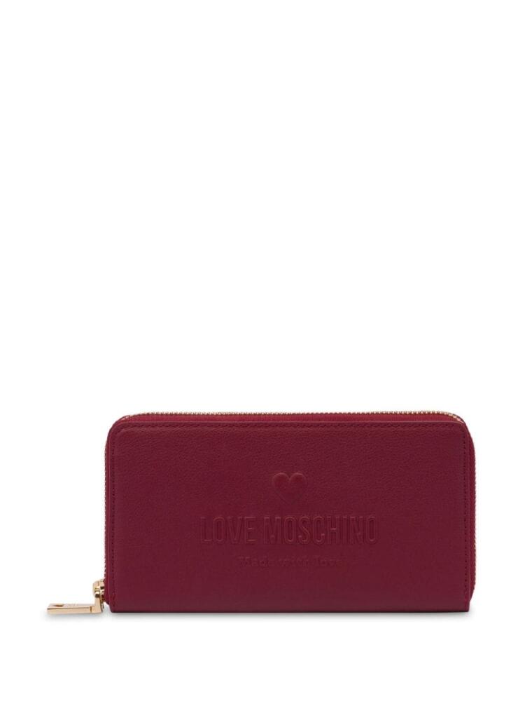 Love Moschino logo-embossed leather wallet - Red Cover