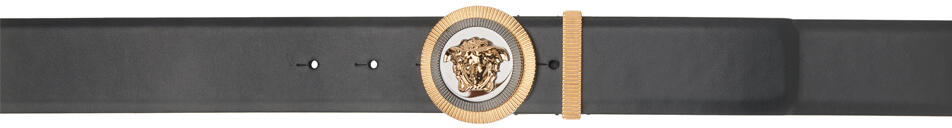 Versace Black Enamel Medusa Biggie Belt Cover