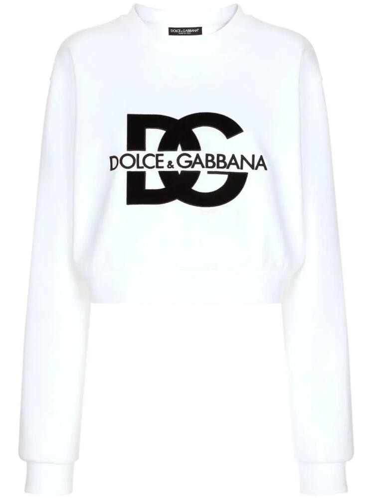 Dolce & Gabbana logo-print cotton-blend sweatshirt - White Cover