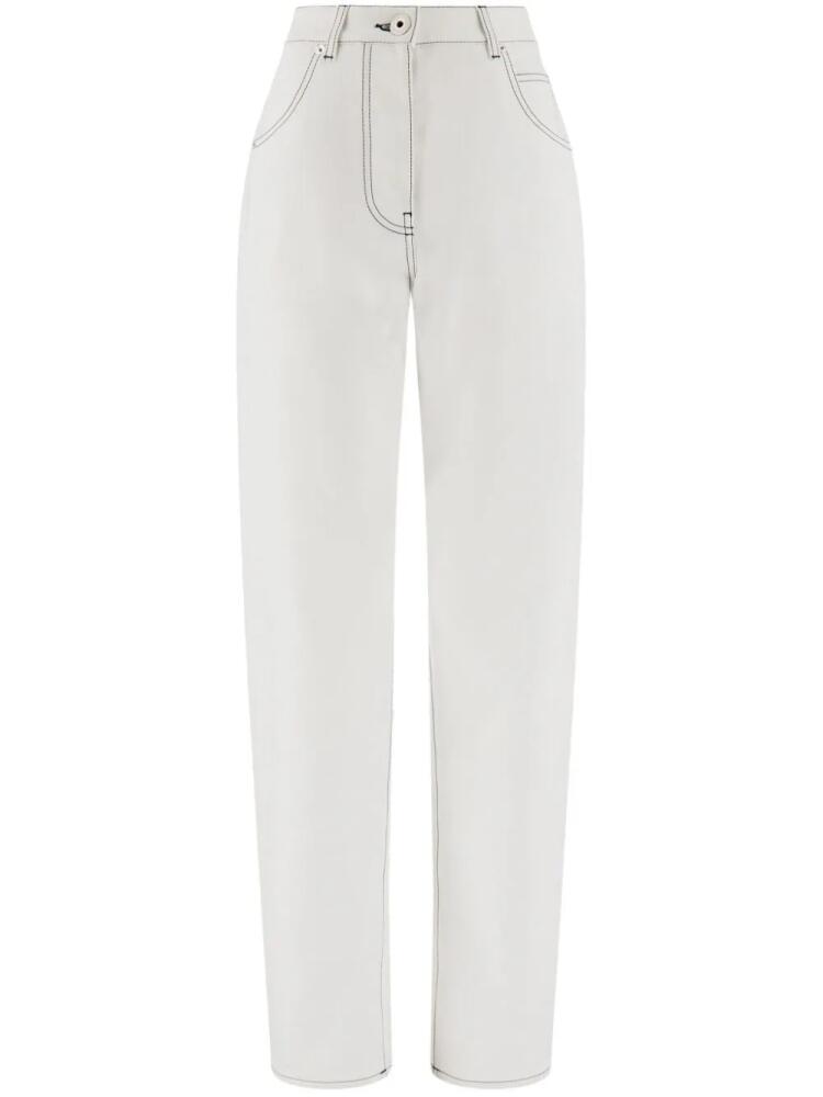 Ferragamo contrast-stitched wide-leg jeans - White Cover