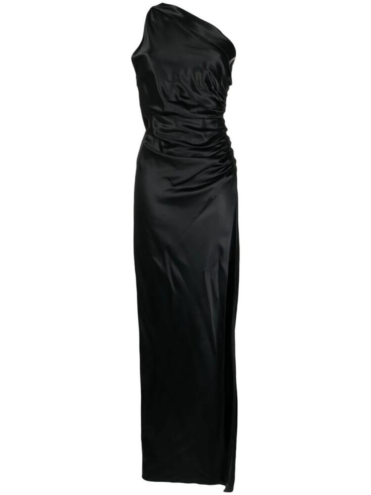 Michelle Mason gathered-detail one-shoulder silk gown - Black Cover