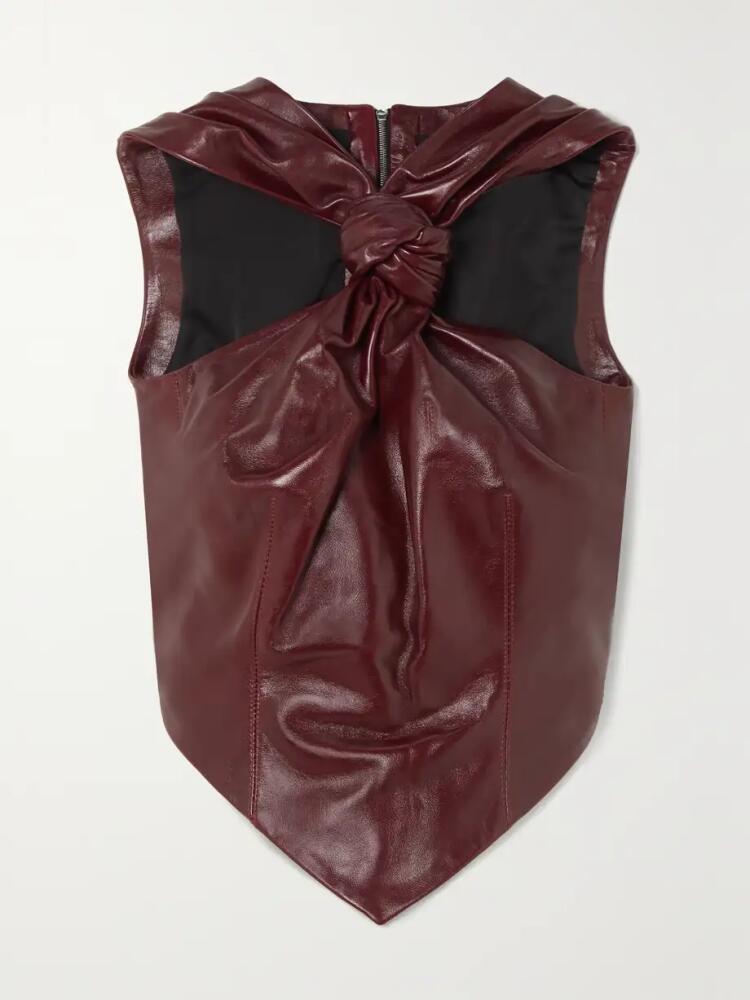 16ARLINGTON - Danau Knotted Leather Top - Burgundy Cover