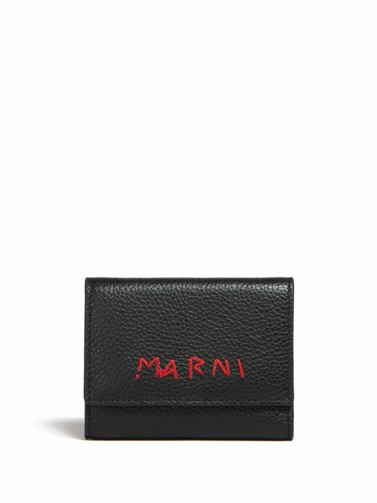 Marni logo-embroidered leather key holder - Black Cover