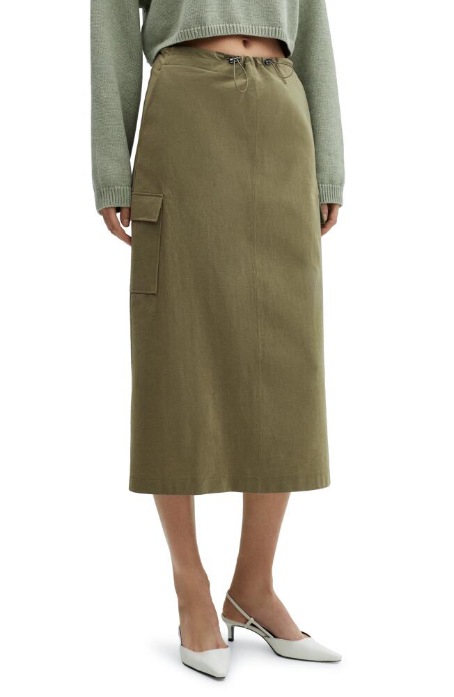 MANGO Bengala Cargo Midi Skirt in Khaki Cover