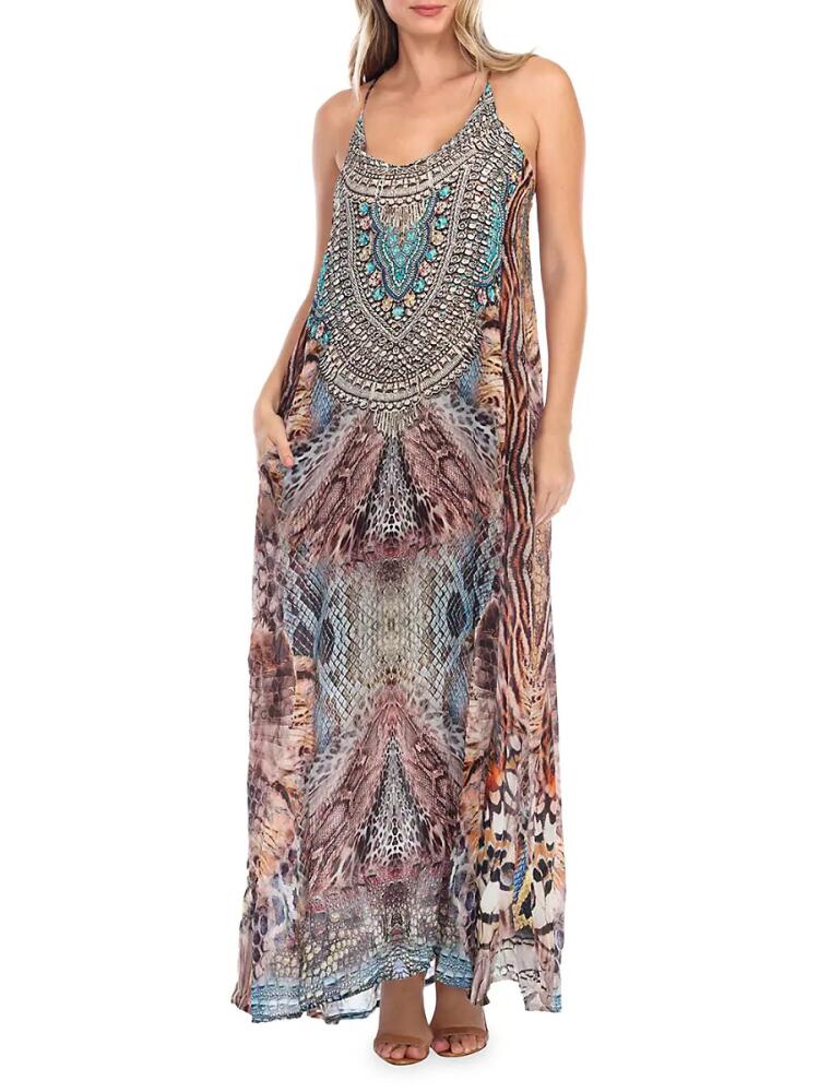 La Moda Clothing Women's Animal Print Coverup Maxi Dress - Animal Paradise Cover