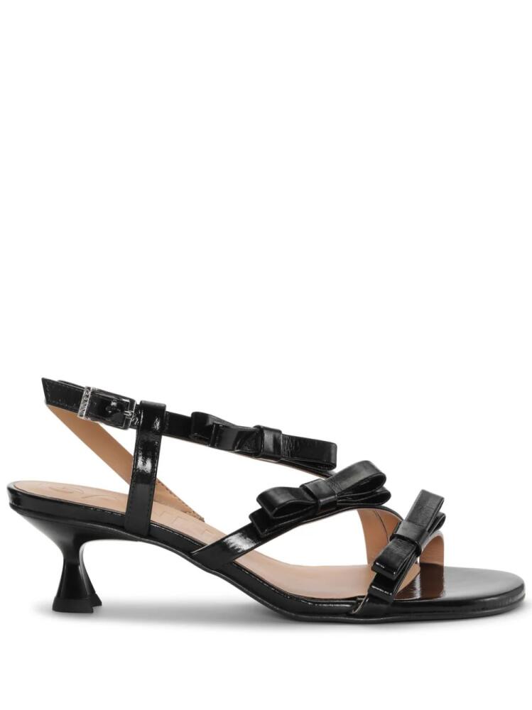 GANNI 25mm bow-detail kitten-heel sandals - Black Cover