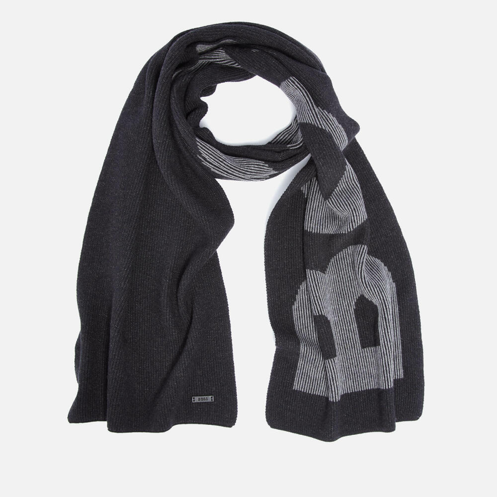 BOSS Black Lamico Cotton and Wool-Blend Scarf Cover