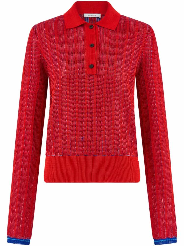 Ferragamo knitted jacquard polo shirt - Red Cover