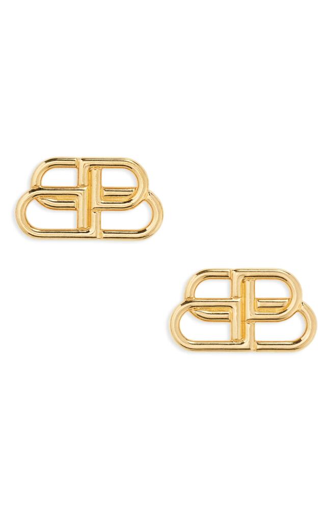 Balenciaga Interlocking Logo Stud Earrings in Gold Cover