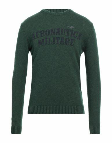 Aeronautica Militare Man Sweater Green Wool, Polyamide Cover