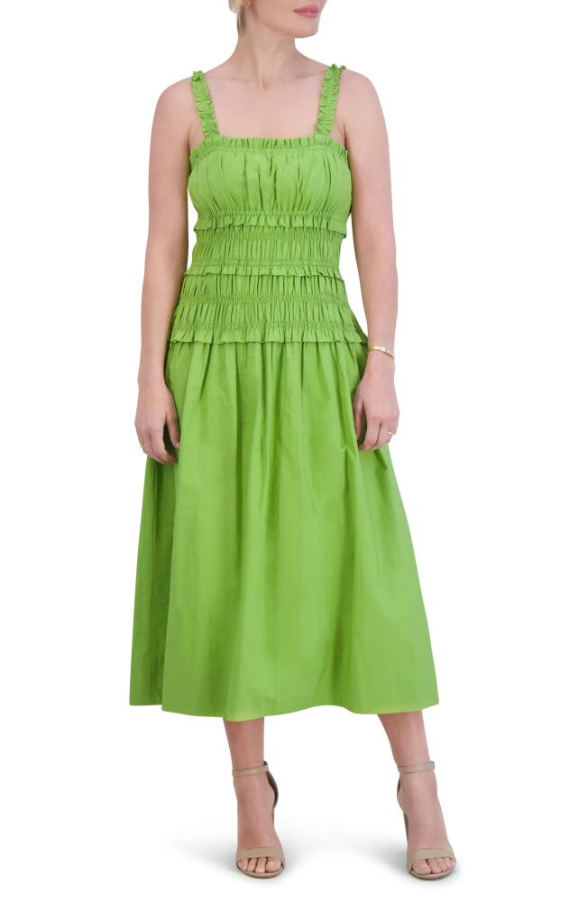 Eliza J Cotton Midi Sundress in Grass Cover