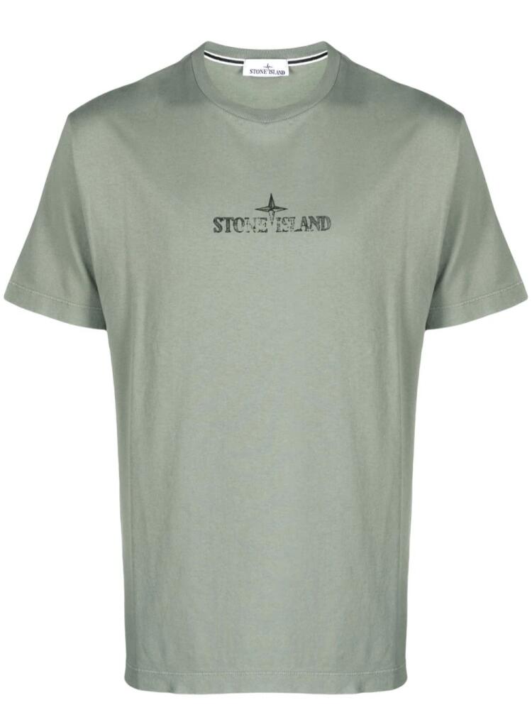 Stone Island logo-print cotton T-shirt - Green Cover