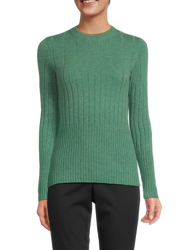 Amicale Women's Classic Fit Cashmere Ribbed Sweater - Green Cover