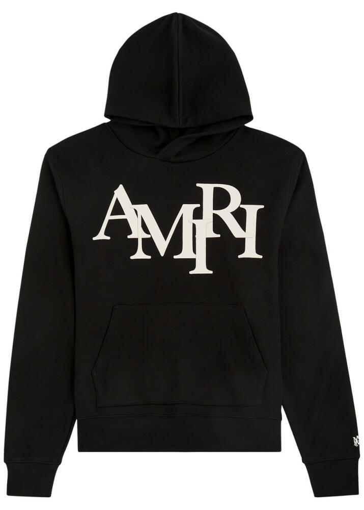 Amiri Staggered Logo-appliquéd Hooded Cotton Sweatshirt - Black Cover