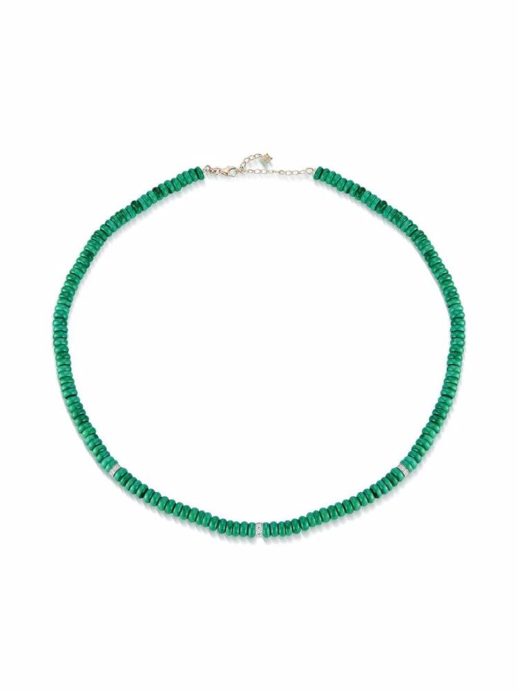 Mateo 14kt yellow gold malachite roundel and diamond station necklace Cover