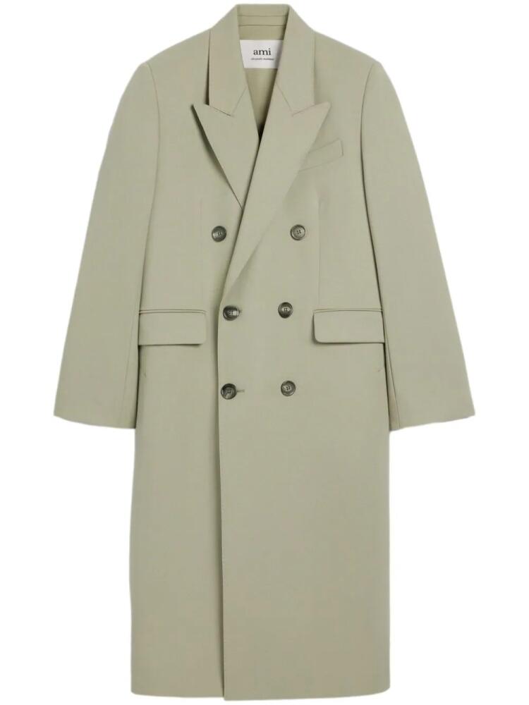 AMI Paris double-breasted virgin-wool coat - Green Cover