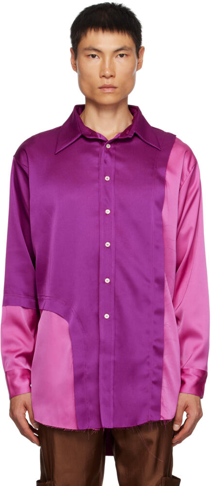 Edward Cuming Purple Paneled Shirt Cover