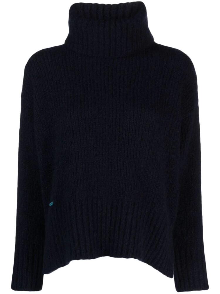 Alanui roll-neck cashmere-silk knit jumper - Blue Cover