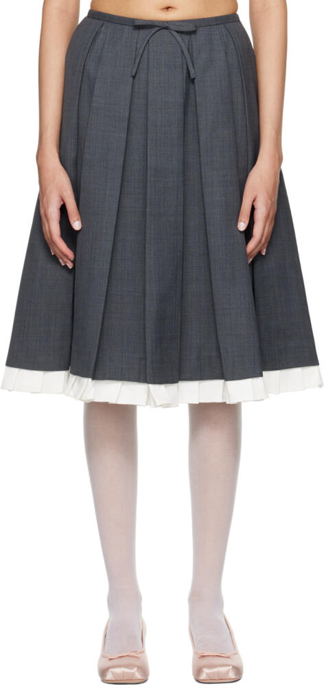 SHUSHU/TONG Gray Ruffled Pleat Midi Skirt Cover