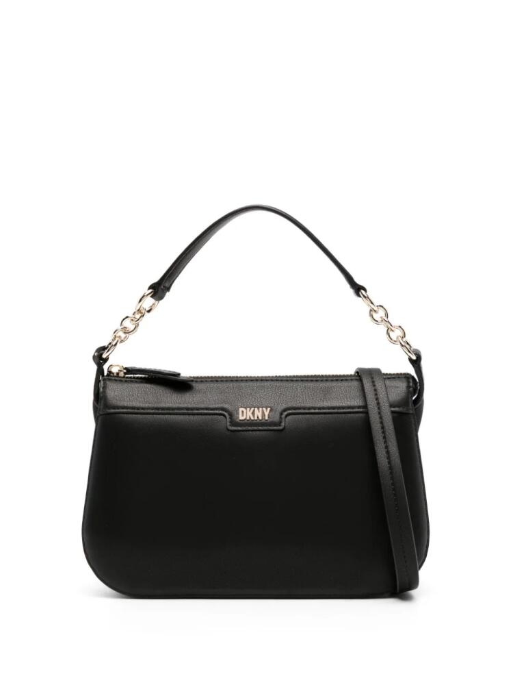 DKNY logo-lettering leather crossbody bag - Black Cover