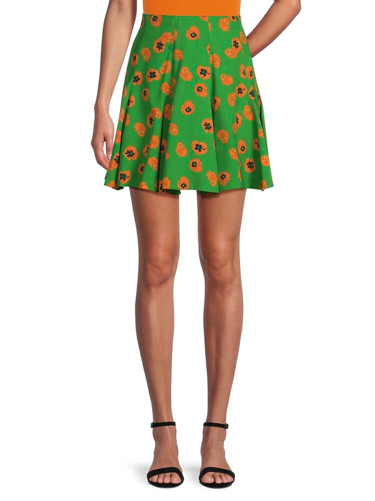 Kenzo Women's Floral Fit & Flare Mini Skirt - Grass Green Multi Cover