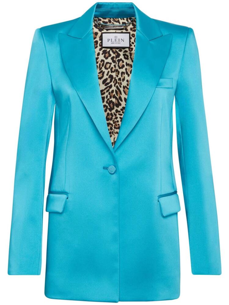 Philipp Plein skull stud-embellished satin-finish blazer - Blue Cover