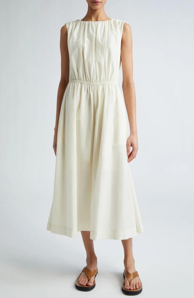 Loulou Studio Gathered Sleeveless Cotton & Silk Dress in Ivory Cover