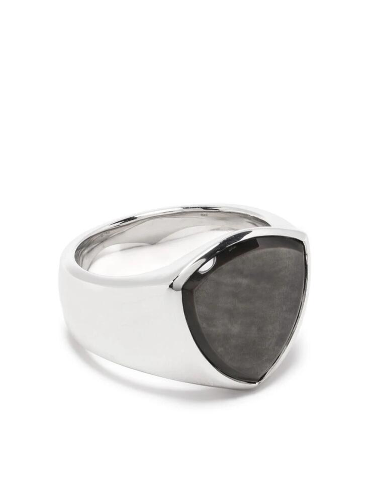 Tom Wood Shield Black MOP signet ring - Silver Cover