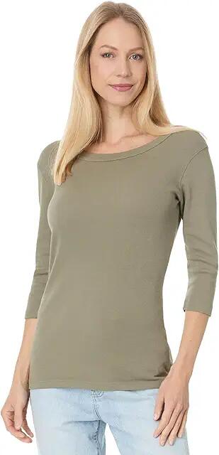 Michael Stars Dot 3/4 Sleeve Tee (Olive) Women's Clothing Cover