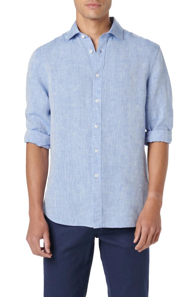 Bugatchi Axel Linen Button-Up Shirt in Classic Blue Cover