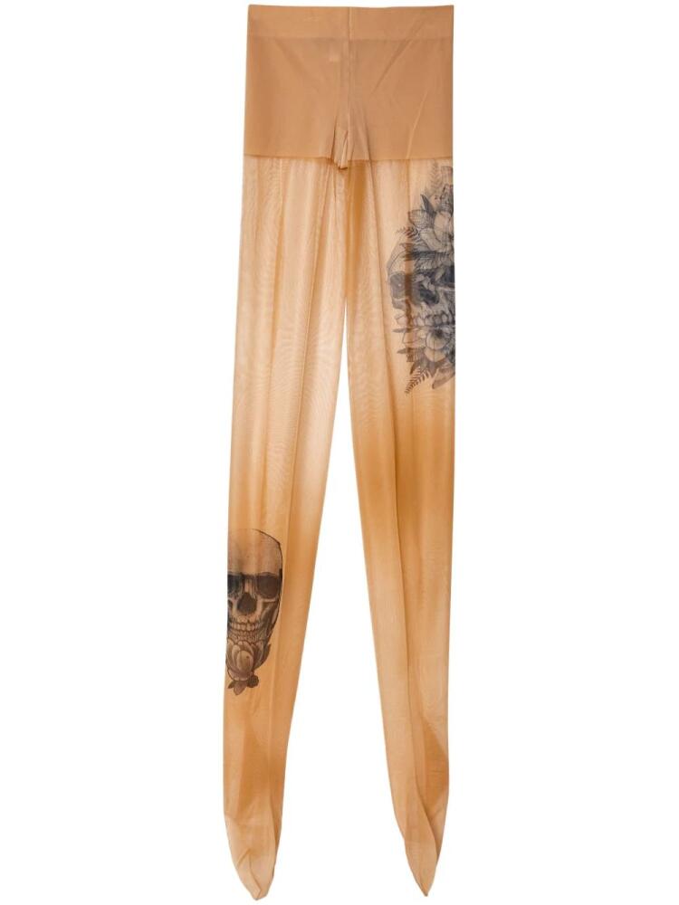 Junya Watanabe graphic-print mesh tights - Neutrals Cover