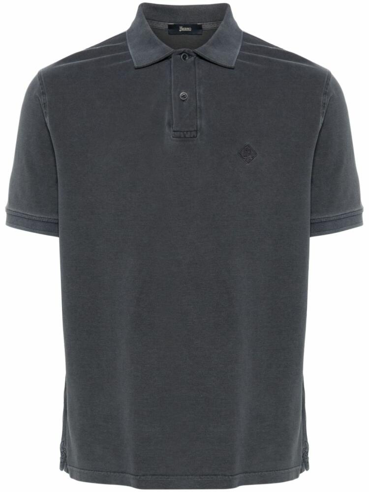 Herno logo-embroidered piqué polo shirt - Blue Cover