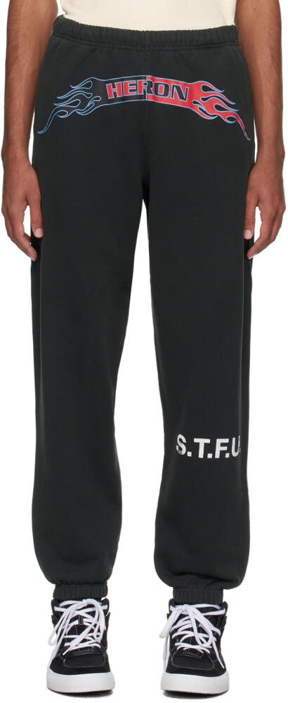 Heron Preston Black Flaming Sweatpants Cover