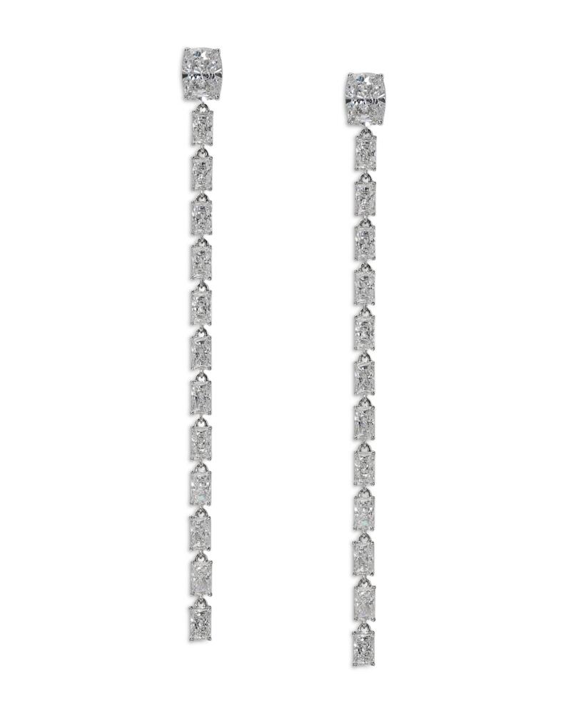 Nadri Cubic Zirconia Linear Drop Earrings in Rhodium Plated Cover